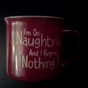 IAM ON THE NAUGHTY LIST I REGRET NOTHING MUGS! NEW!